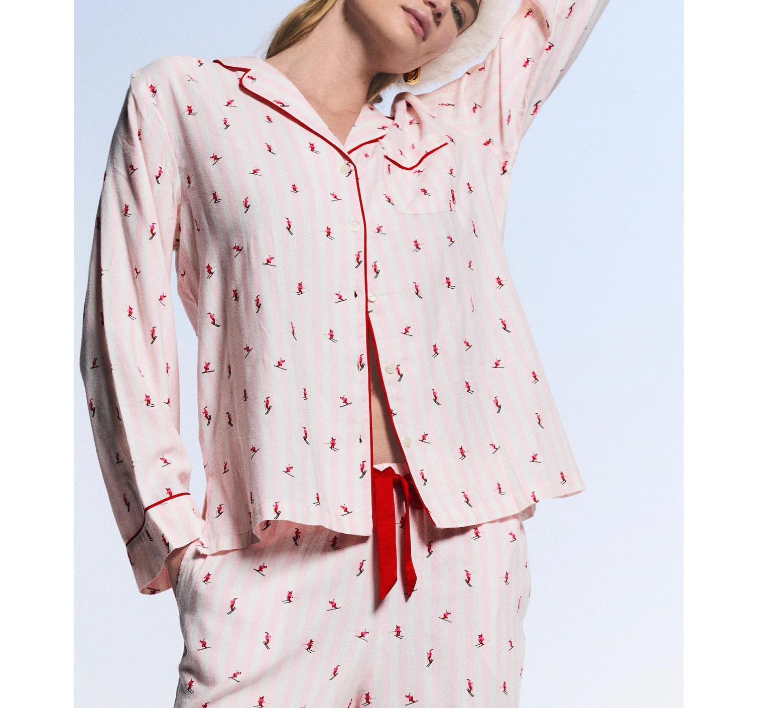 Піжама Cotton Flannel Long Pajama Set Coconut White Skiers