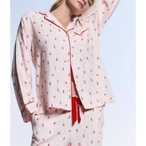 Піжама Cotton Flannel Long Pajama Set Coconut White Skiers