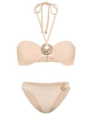 Купальник Hammered Hardware Halter Bandeau Top Bikini Bottom Marzipan