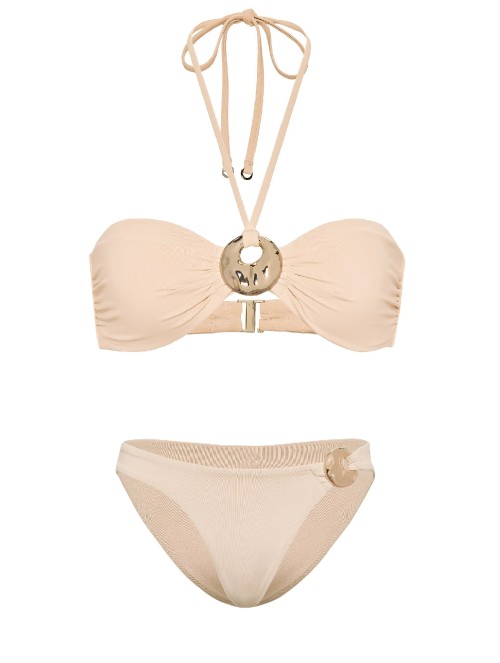 Купальник Hammered Hardware Halter Bandeau Top Bikini Bottom Marzipan