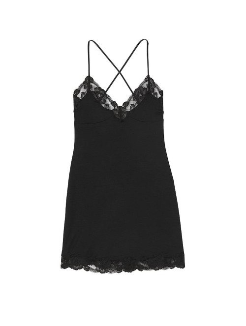 Пеньюар Victoria's Secret Black Modal Rib Tie Back Slip Dress