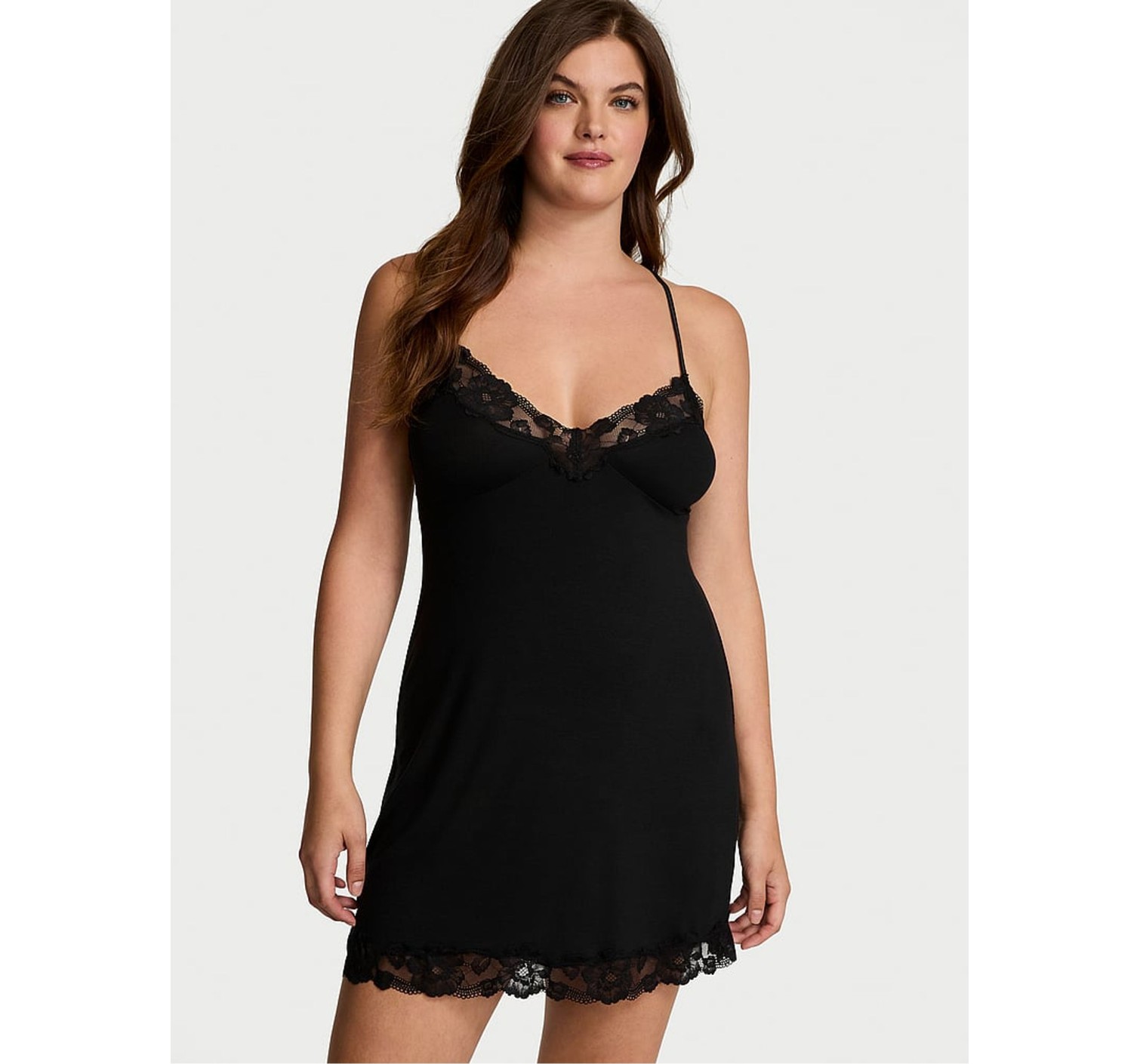 Пеньюар Victoria’s Secret Modal Slip Dress Black Lace