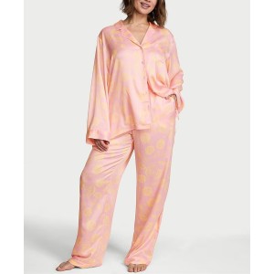 Пижама Satin Long Pyjamas Set Pretty Blossom Pink Lemons