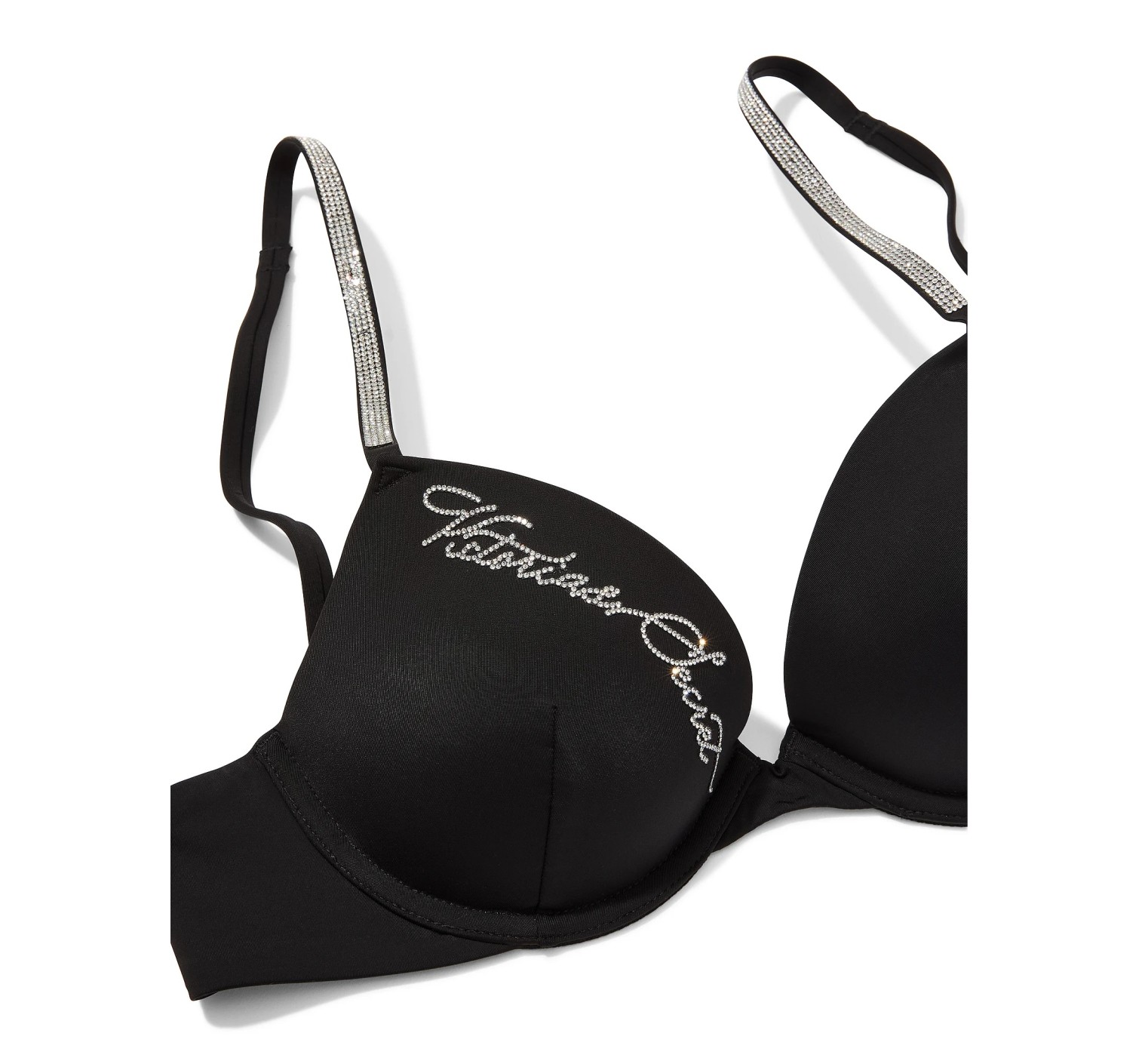 Купальник Very Sexy Shine Strap Script Push-Up Bikini Top Brazilian Bikini Bottom Black