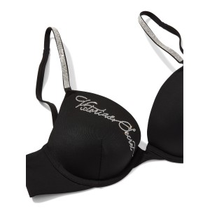 Купальник Very Sexy Shine Strap Script Push-Up Bikini Top Brazilian Bikini Bottom Black