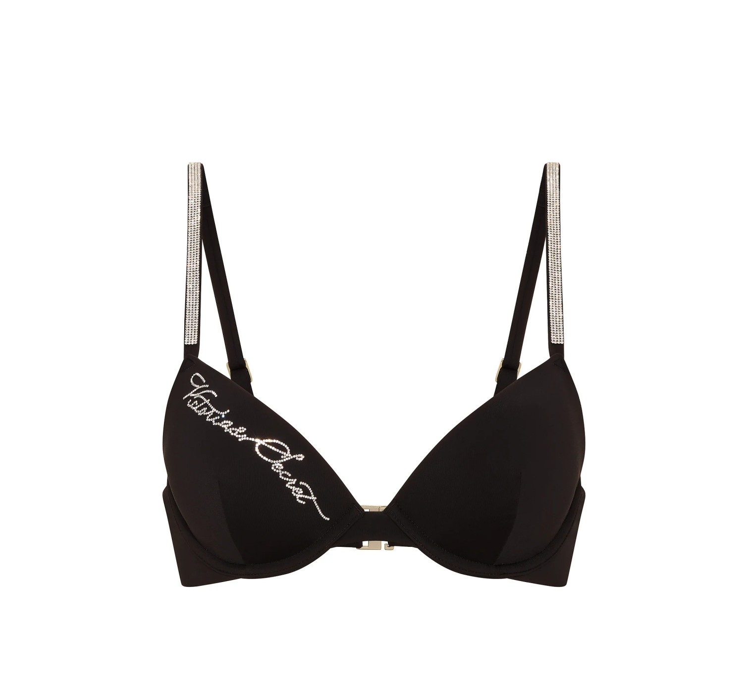 Купальник Very Sexy Shine Strap Script Push-Up Bikini Top Brazilian Bikini Bottom Black