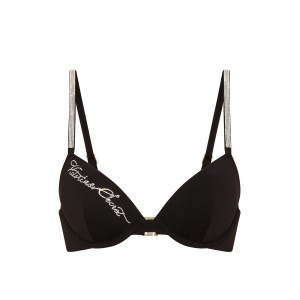Купальник Very Sexy Shine Strap Script Push-Up Bikini Top Brazilian Bikini Bottom Black
