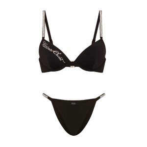 Купальник Very Sexy Shine Strap Script Push-Up Bikini Top Brazilian Bikini Bottom Black