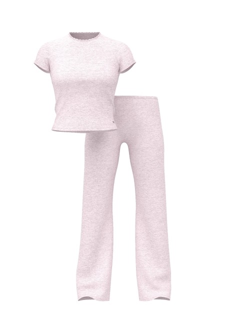 Пижама Pointelle Tee & Pajama Pant Set Heathered Pink Petal Shine PINK
