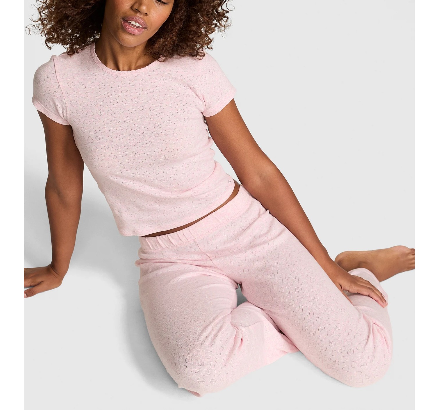 Пижама Pointelle Tee & Pajama Pant Set Heathered Pink Petal Shine PINK