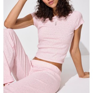 Пижама Pointelle Tee & Pajama Pant Set Heathered Pink Petal Shine PINK
