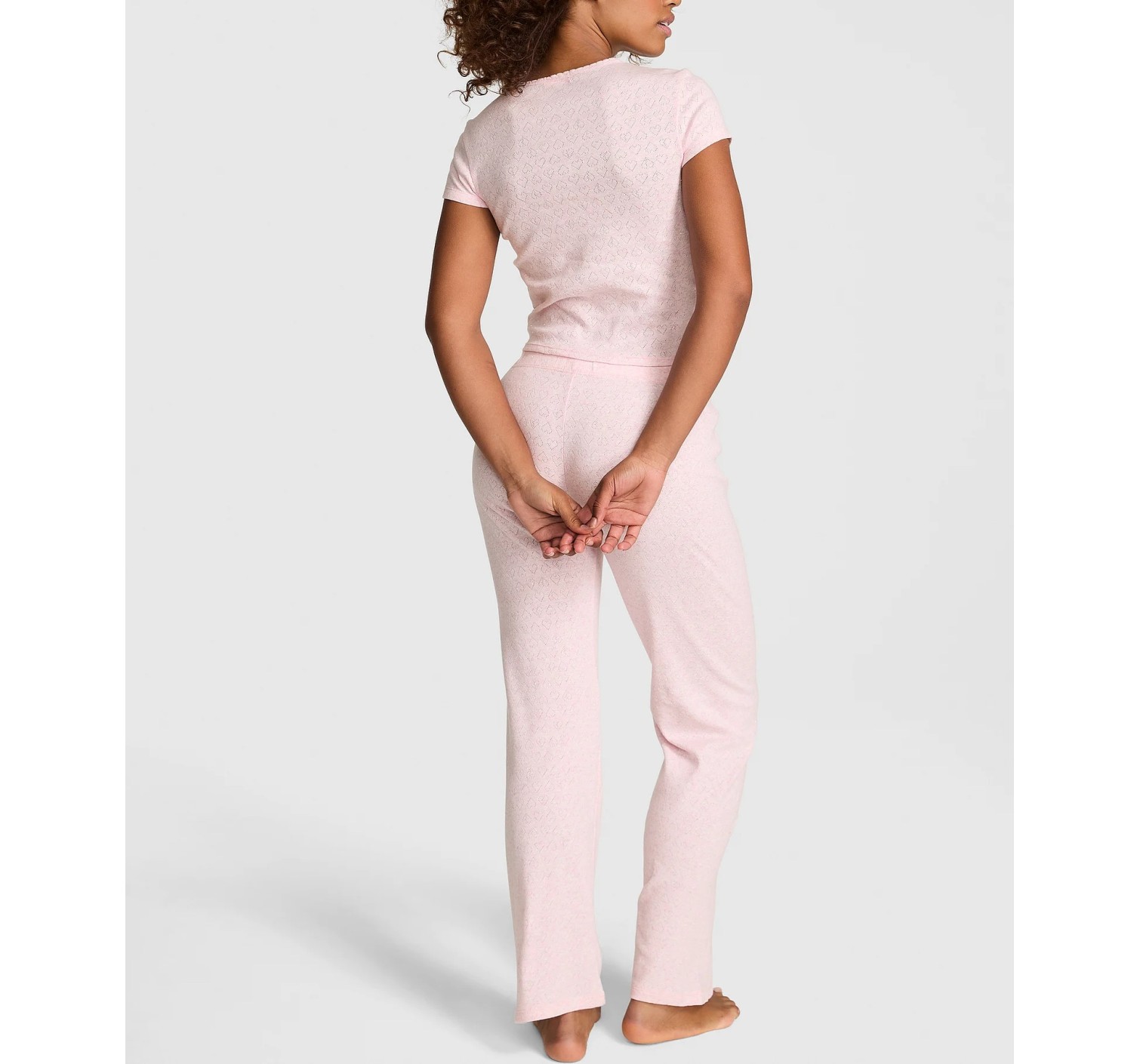 Пижама Pointelle Tee & Pajama Pant Set Heathered Pink Petal Shine PINK