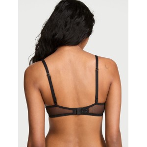 Комплект білизни Envy Low-Cut Push-Up Bra Rose Lace Overlay Thong Panty Black