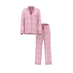 Піжама Flannel Long Pajama Set Red Pink Plaid
