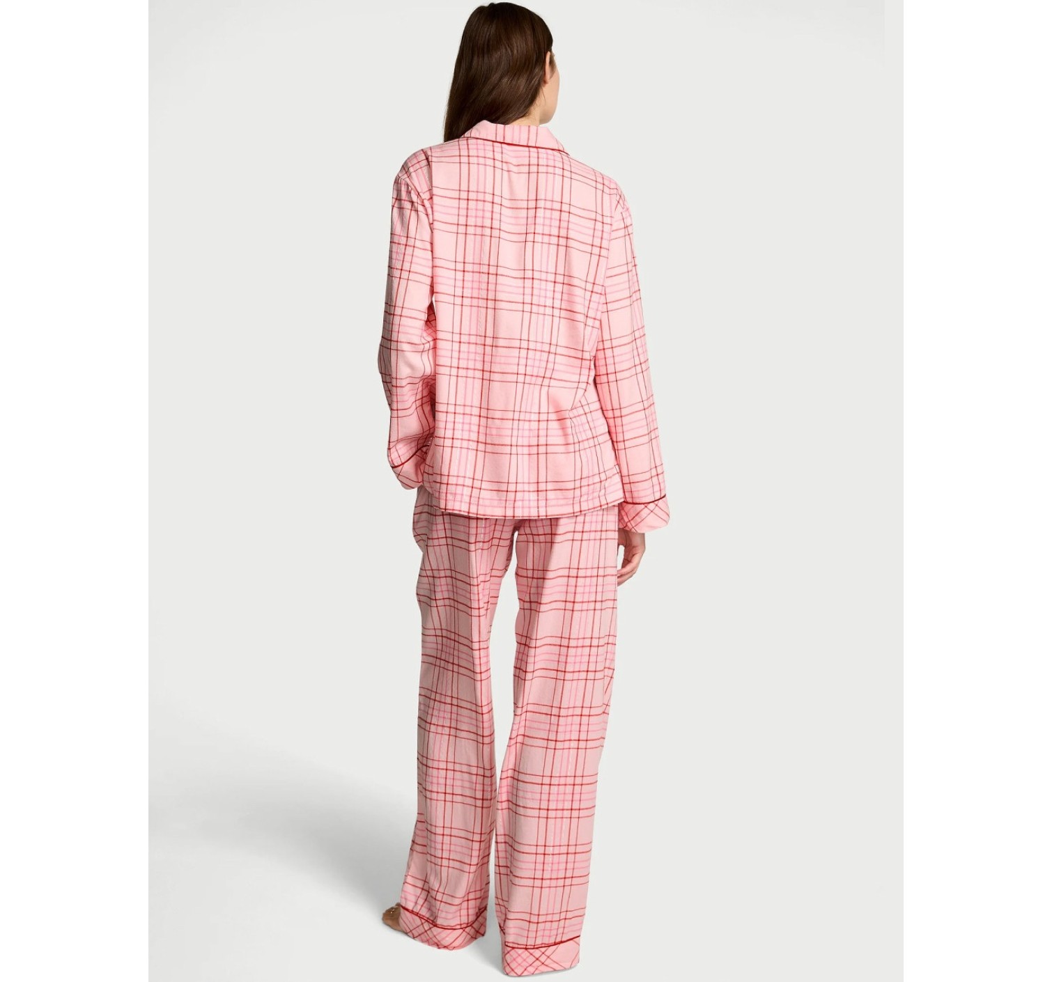 Піжама Flannel Long Pajama Set Red Pink Plaid