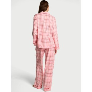 Піжама Flannel Long Pajama Set Red Pink Plaid