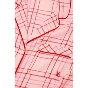 Піжама Flannel Long Pajama Set Red Pink Plaid