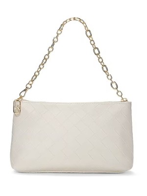 Сумка Large Woven Zip Clutch Bag Soft Ivory White