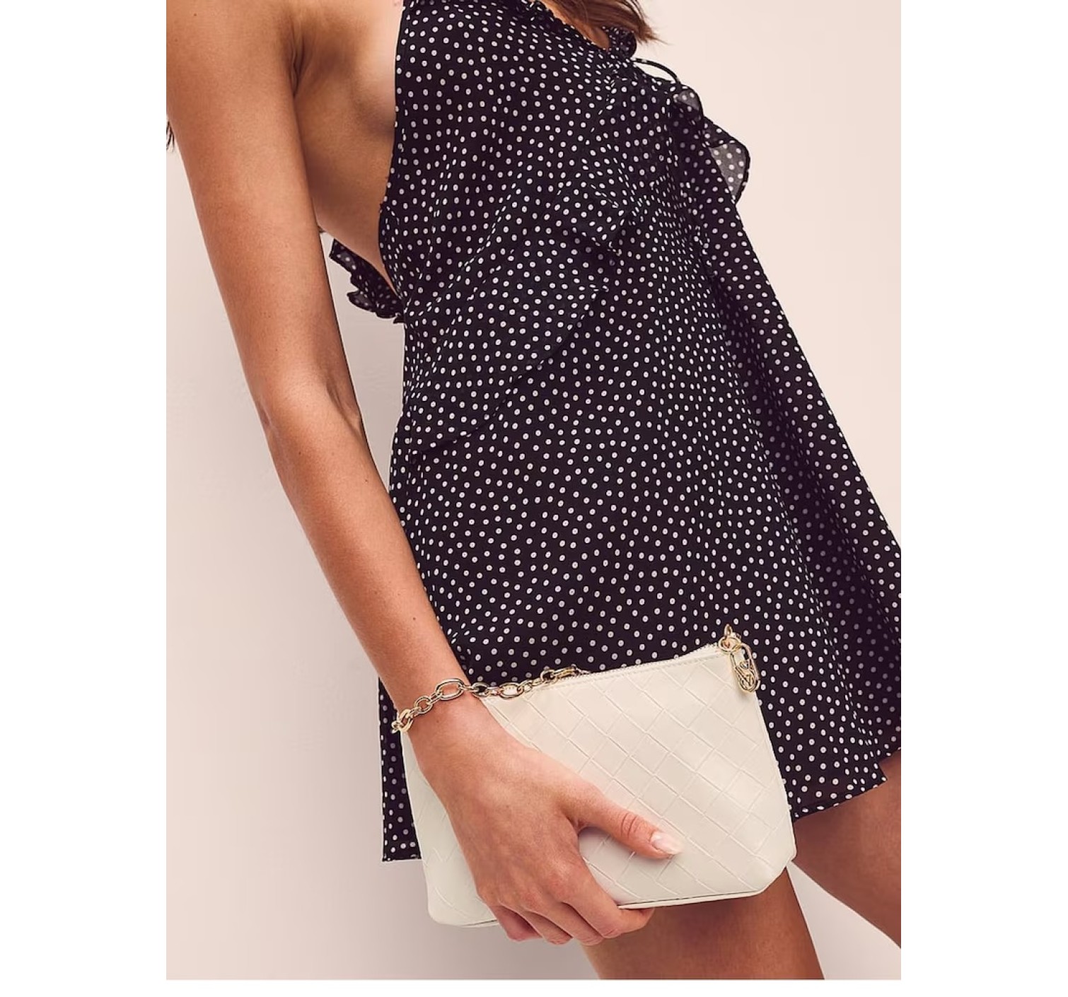 Сумка Large Woven Zip Clutch Bag Soft Ivory White