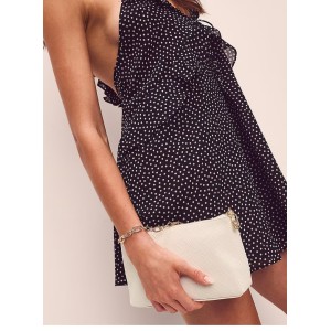 Сумка Large Woven Zip Clutch Bag Soft Ivory White