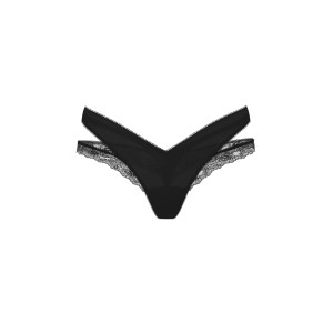 Трусики Rose Lace-Trim Cut-Out Thong Panty Black
