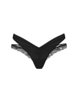 Трусики Rose Lace-Trim Cut-Out Thong Panty Black