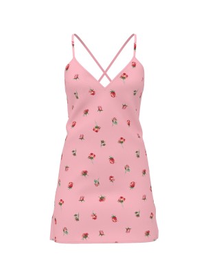 Пеньюар Satin Open-Back Slip Dress Petal Pink Floral