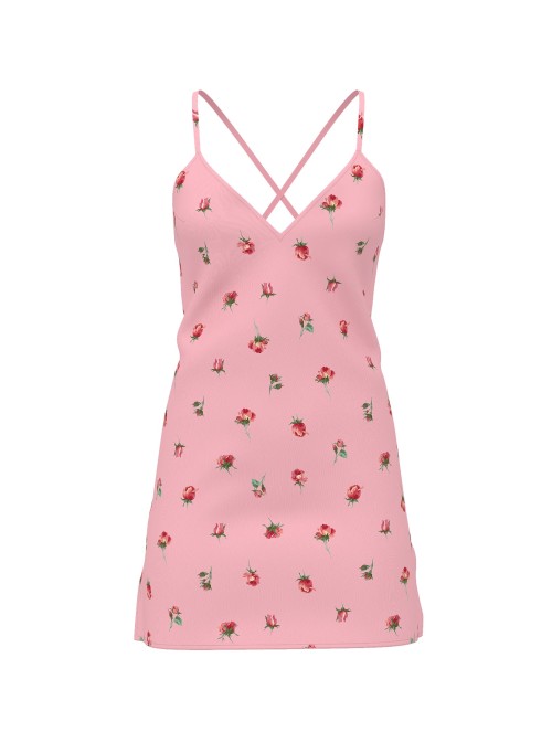 Пеньюар Satin Open-Back Slip Dress Petal Pink Floral