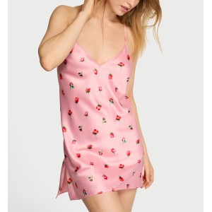 Пеньюар Satin Open-Back Slip Dress Petal Pink Floral