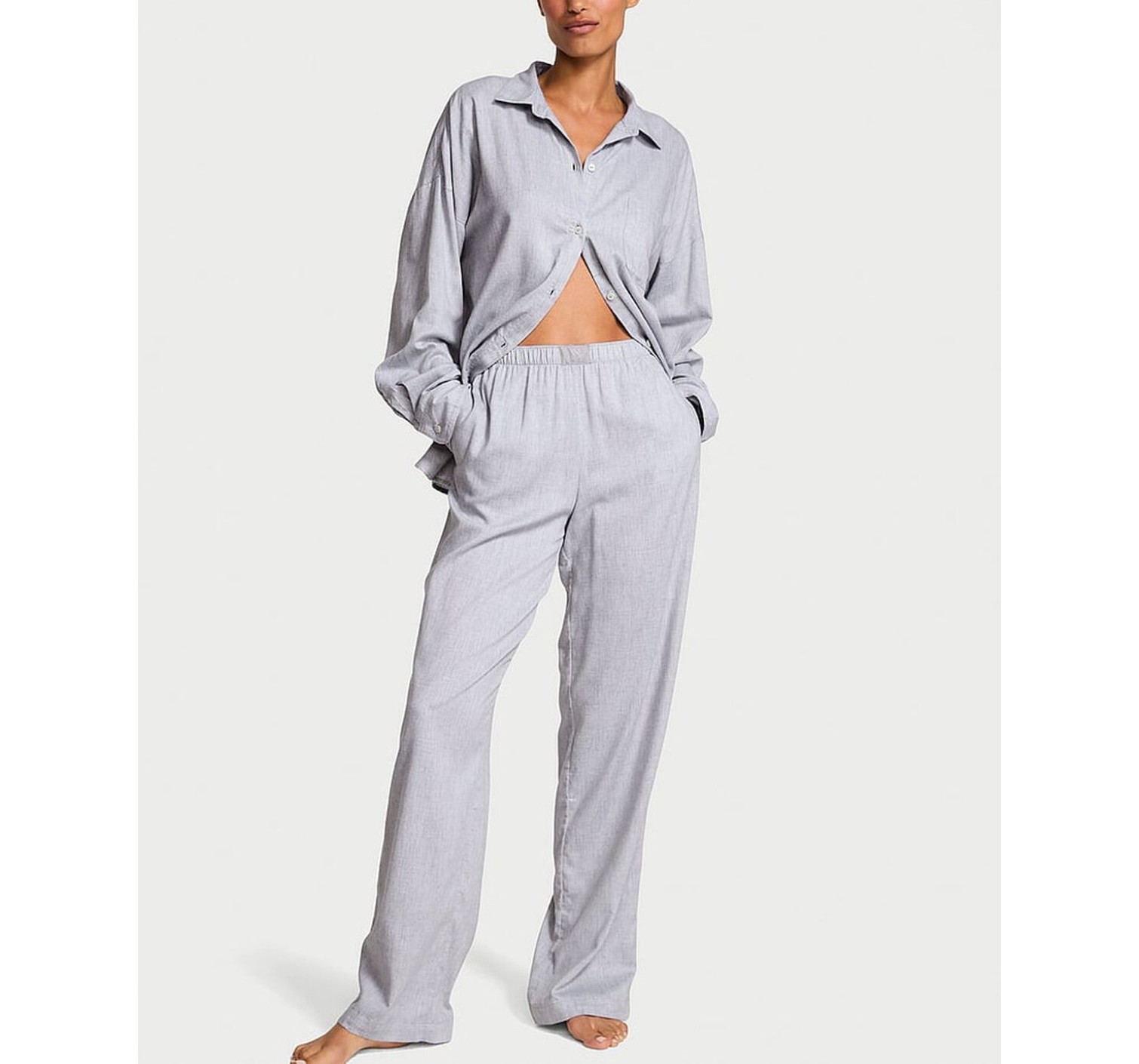 Пижама Modal-Cotton Long Pajama Set Medium Heather Grey