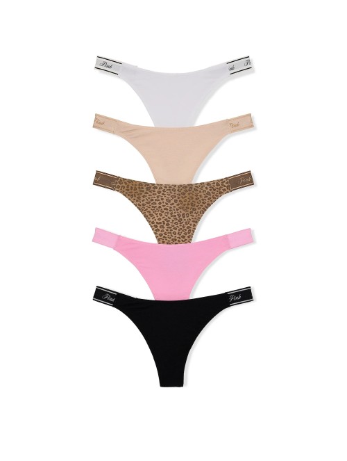 Набор трусиков 5-Pack Logo Cotton High-Leg Thong Panties PINK