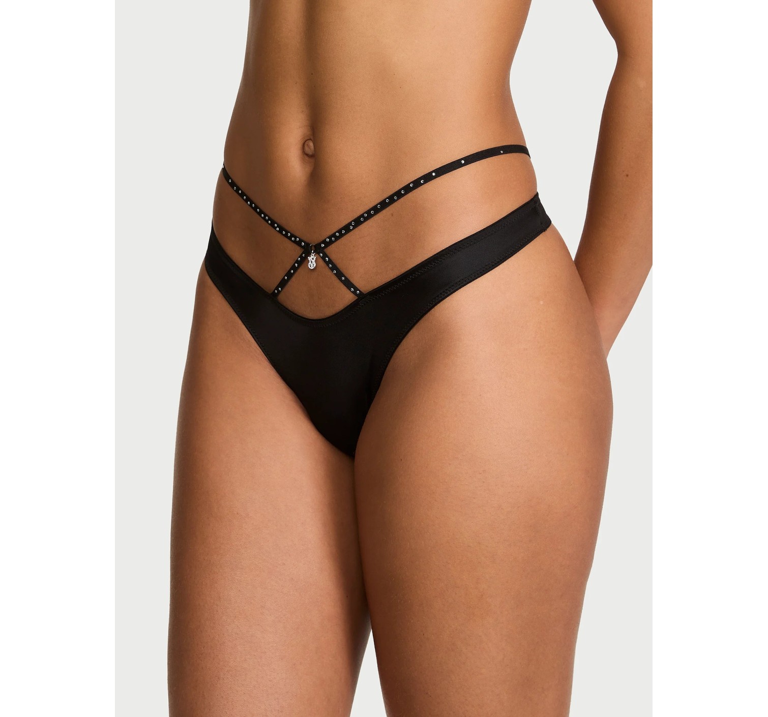 Трусики Shine Charm Strappy Thong Panty Black