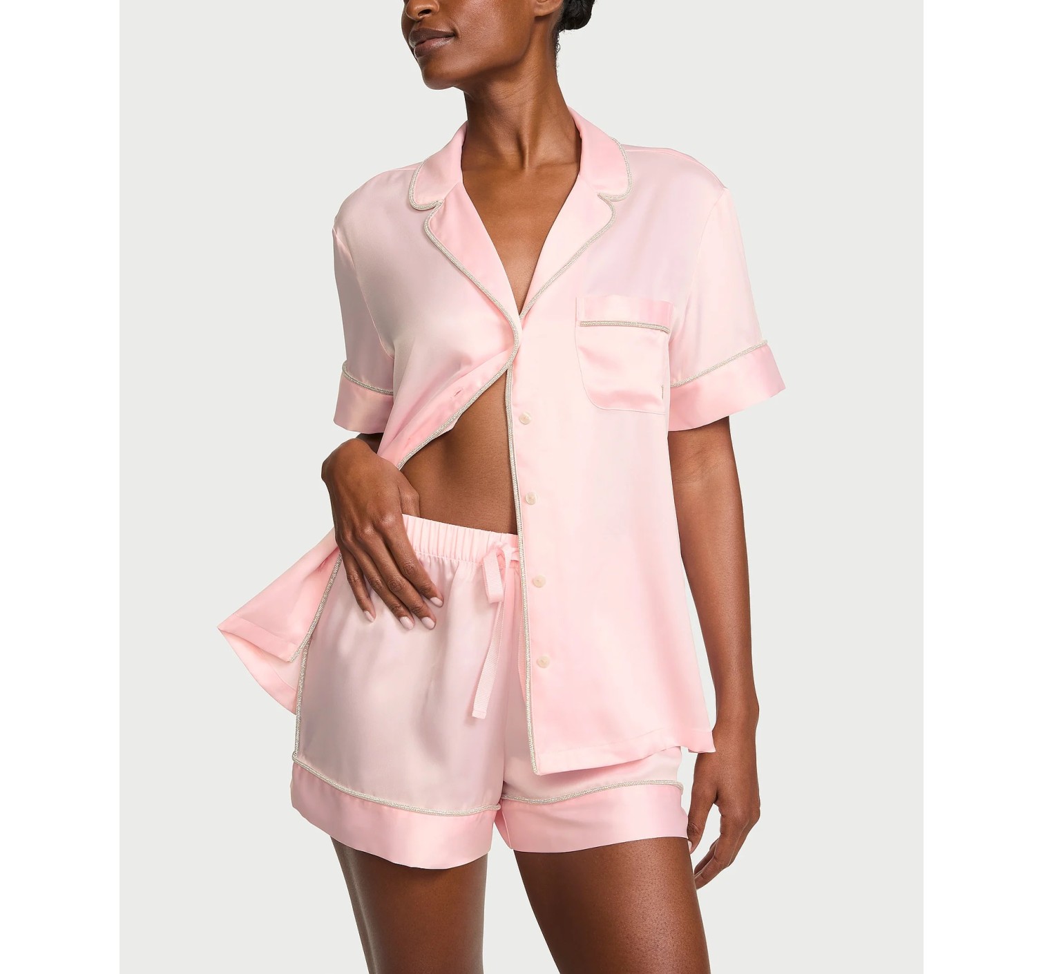 Пижама Signature Satin Shine Short Pajama Set Angel Pink