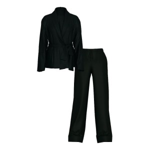 Пижама Luxe Satin Wrap and Trousers Set Black