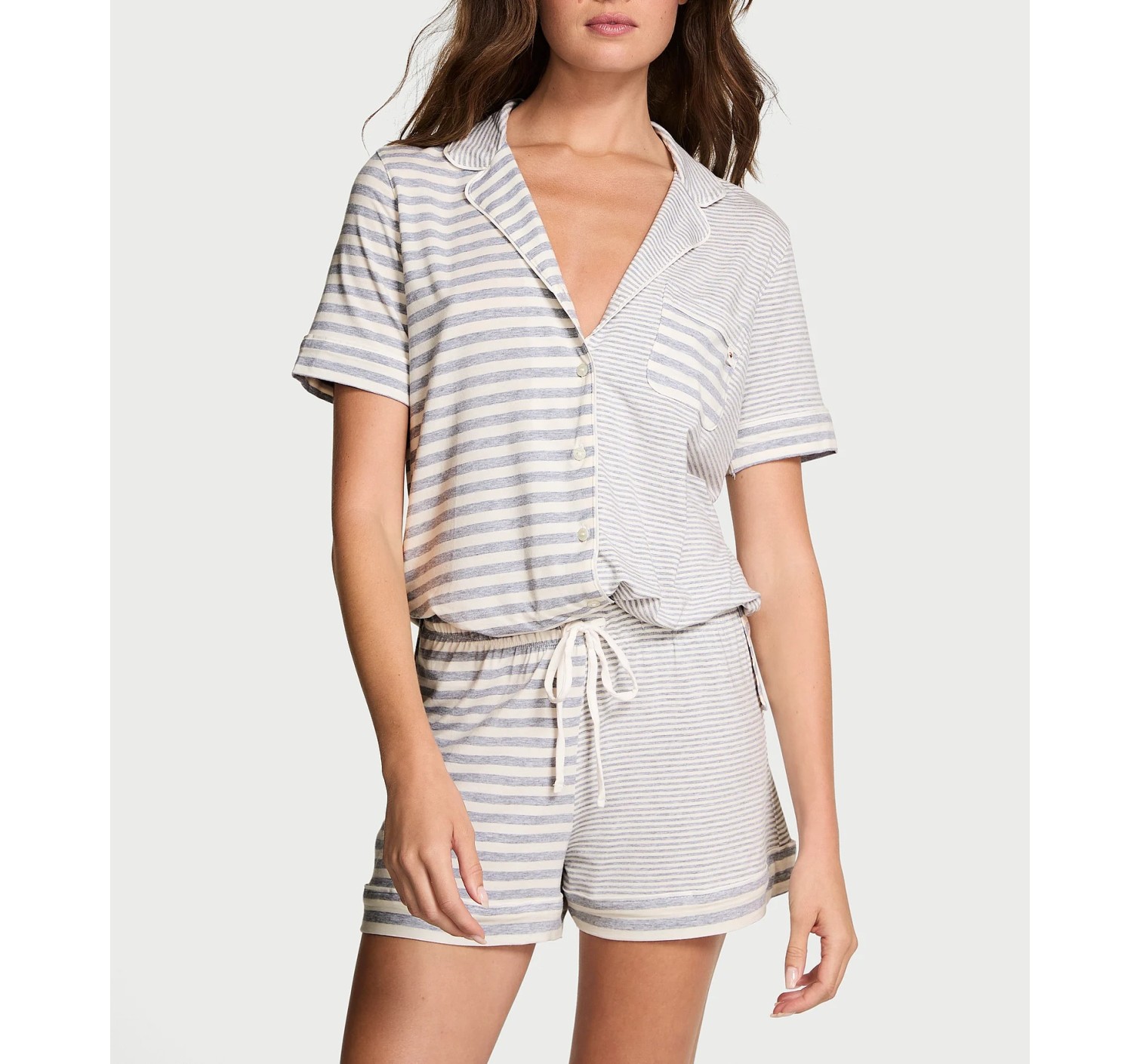 Пижама SoSoft Modal Short Pajama Set Heather Grey Stripe