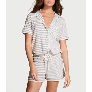 Пижама SoSoft Modal Short Pajama Set Heather Grey Stripe