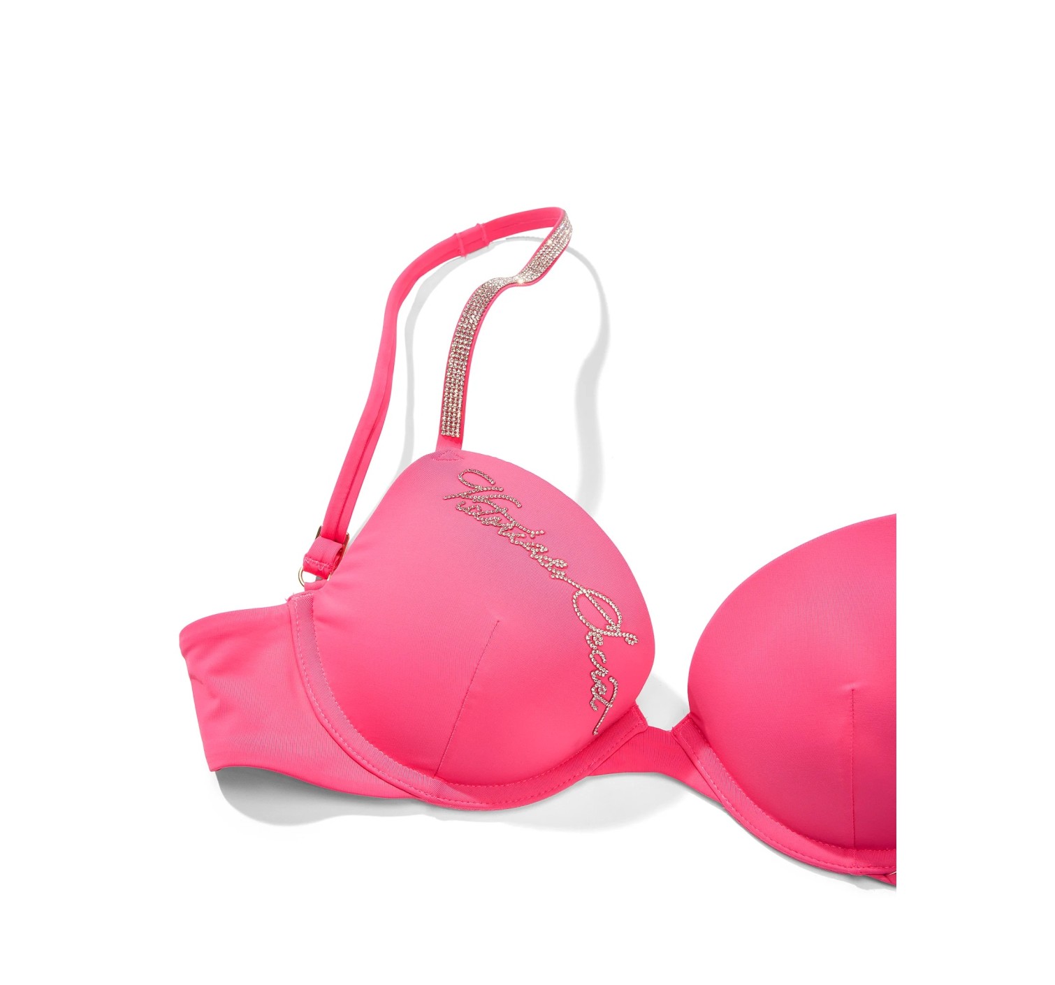 Купальник Very Sexy Shine Strap Script Push-Up Bikini Top Brazilian Bikini Bottom Bombshell Pink