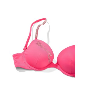 Купальник Very Sexy Shine Strap Script Push-Up Bikini Top Brazilian Bikini Bottom Bombshell Pink