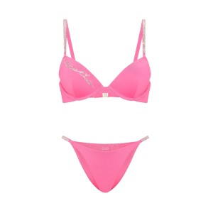 Купальник Very Sexy Shine Strap Script Push-Up Bikini Top Brazilian Bikini Bottom Bombshell Pink