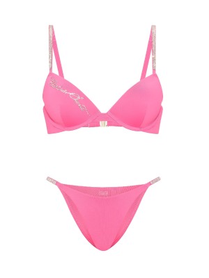 Купальник Very Sexy Shine Strap Script Push-Up Bikini Top Brazilian Bikini Bottom Bombshell Pink