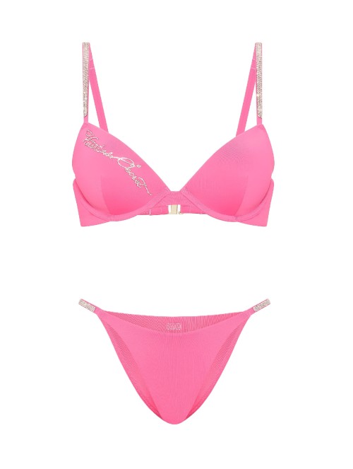 Купальник Very Sexy Shine Strap Script Push-Up Bikini Top Brazilian Bikini Bottom Bombshell Pink