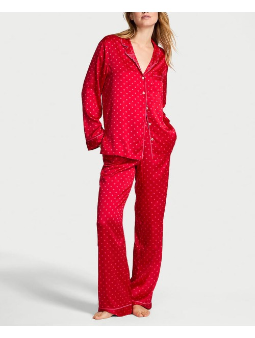 Пижама Glazed Satin Long Pajama Set Lipstick Dot