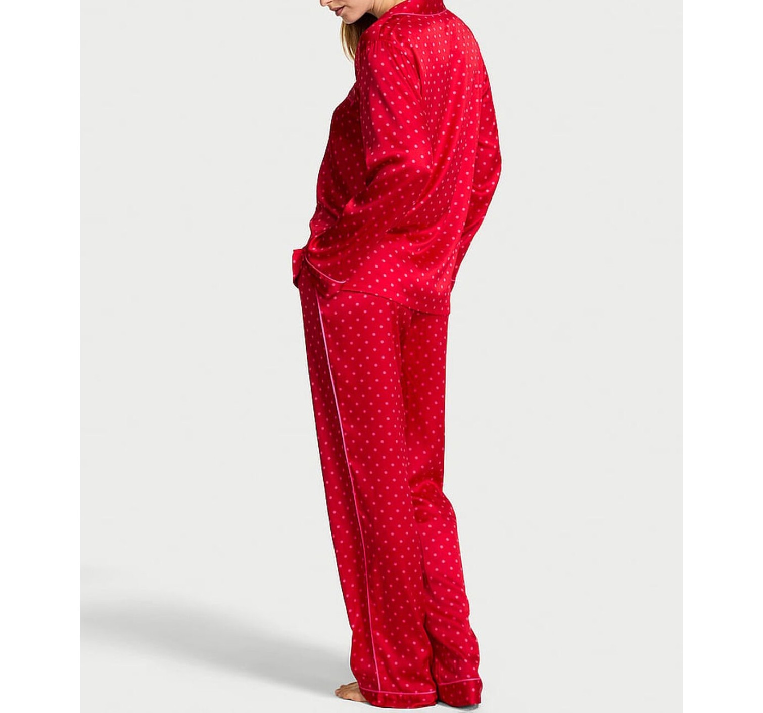 Пижама Glazed Satin Long Pajama Set Lipstick Dot