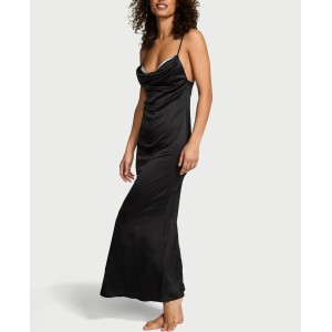 Пеньюар Satin Sparkle Draped Maxi Slip Black