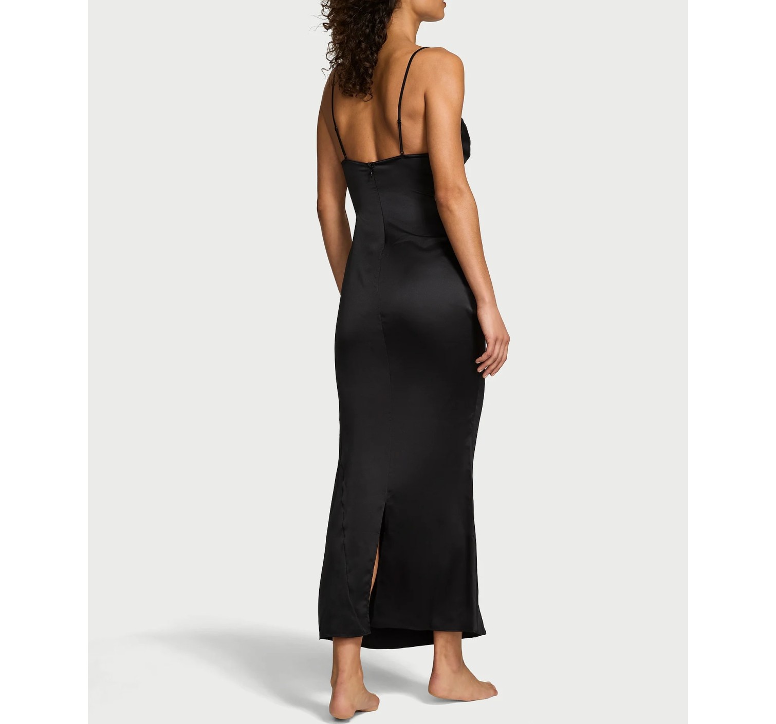Пеньюар Satin Sparkle Draped Maxi Slip Black