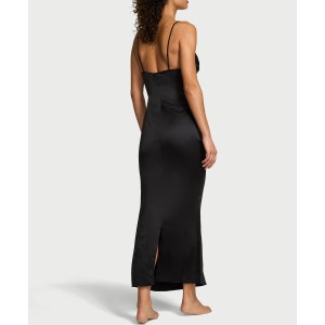 Пеньюар Satin Sparkle Draped Maxi Slip Black
