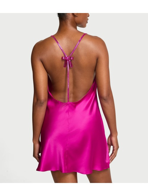 Пеньюар Crystal Bow Satin Mini Slip Berry licious