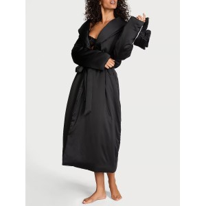 Халат + Маска для сна Dream Satin Duvet Robe & Eye Mask Set Black