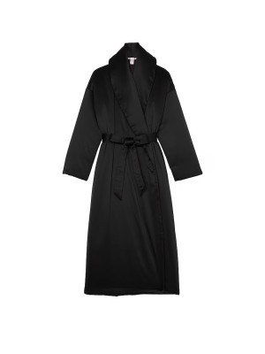 Халат + Маска для сна Dream Satin Duvet Robe & Eye Mask Set Black