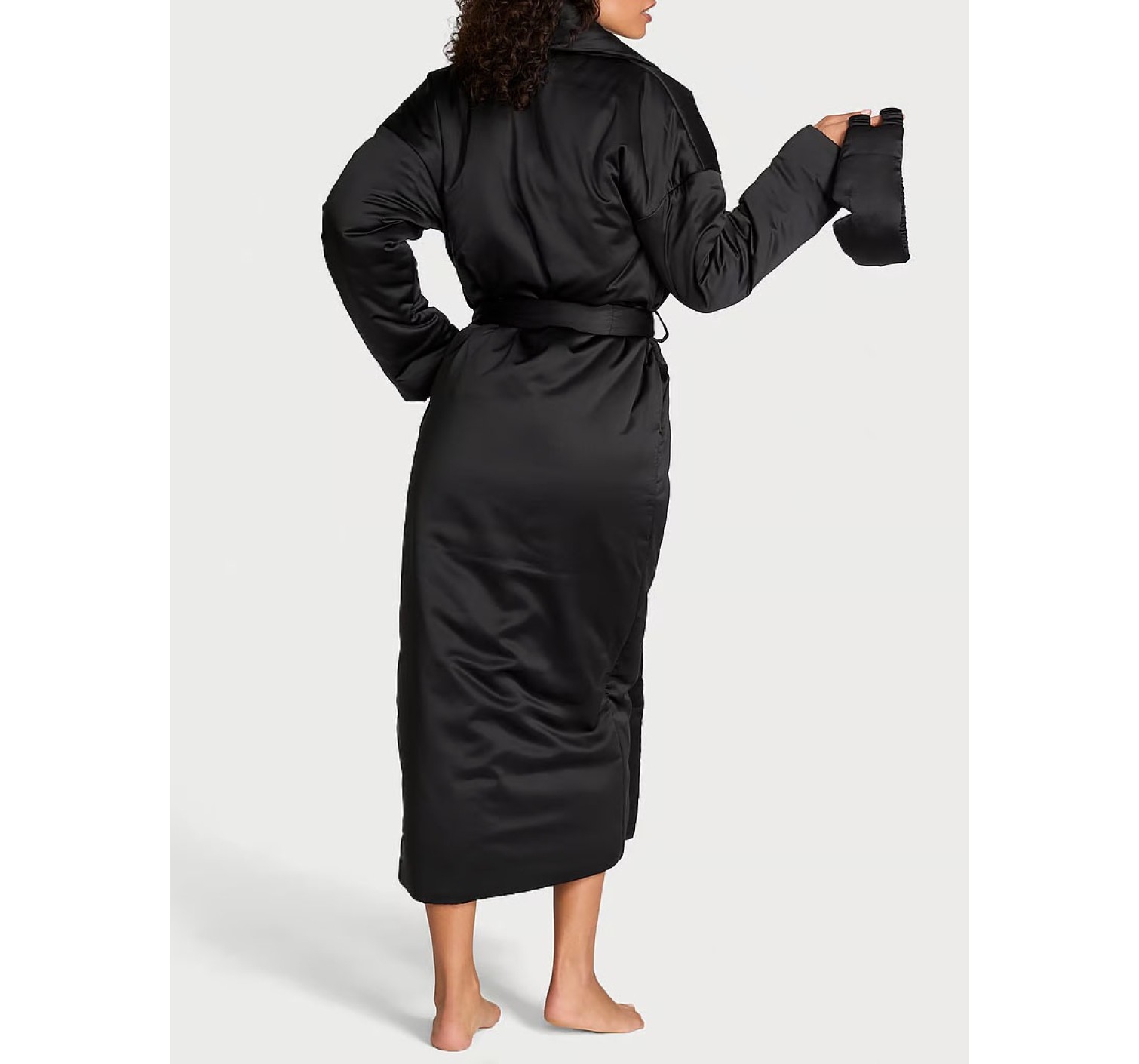 Халат + Маска для сна Dream Satin Duvet Robe & Eye Mask Set Black